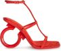 Salvatore Ferragamo Elina Leren Sandalen Hoge Hak Dames Schoenen Rood Dames - Thumbnail 1