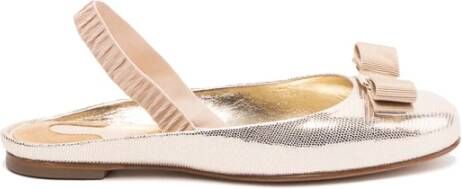 Salvatore Ferragamo Varina Slingback Ballerinas in Platino Base Bianca Biscotto Grijs Dames