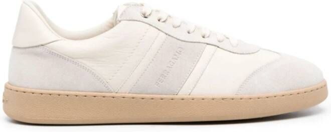 Salvatore Ferragamo Witte Achille Suède Sneakers White Heren