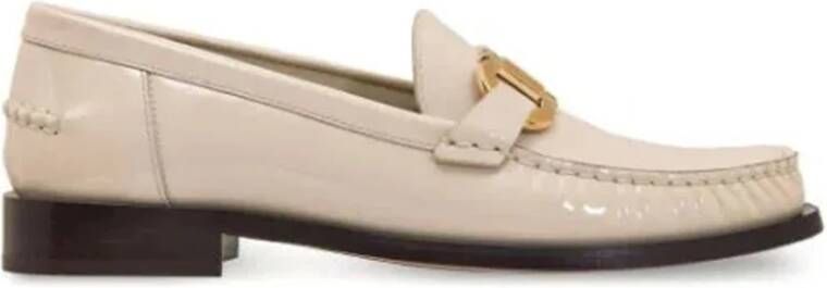 Salvatore Ferragamo Maryan Leren Loafers met Goudkleurige Hardware Beige Dames