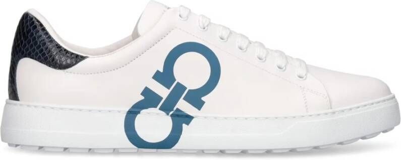 Salvatore Ferragamo Witte Leren Sneakers voor Heren White Heren