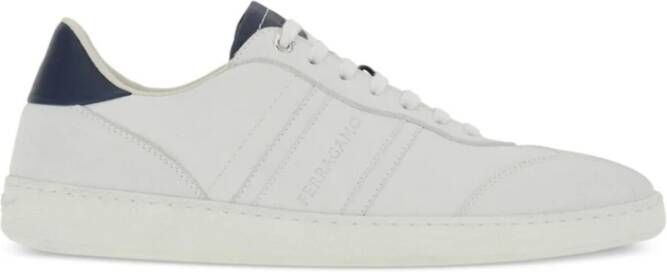 Salvatore Ferragamo Witte Logo-Debossed Leren Sneakers White Heren