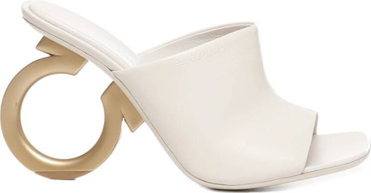 Salvatore Ferragamo Witte Nappa Leren Sandalen White Dames
