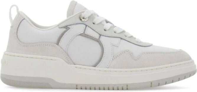 Salvatore Ferragamo Witte Sneakers met Gancini Print Logo White Dames