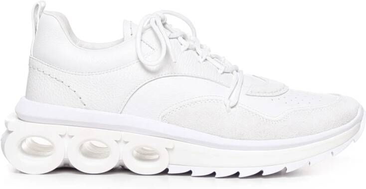 Salvatore Ferragamo Witte Sneakers van Kalfsleer White Heren