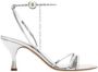 Salvatore Ferragamo Zilveren Gelamineerde Leren Sandalen Gray Dames - Thumbnail 1