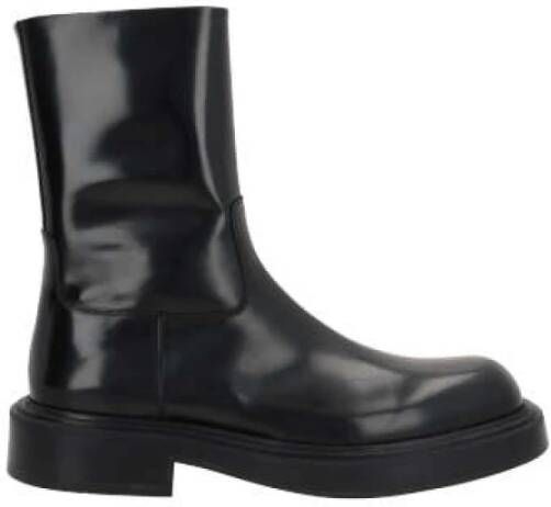 Salvatore Ferragamo Zwarte Geborsteld Leren Laarzen Black Heren