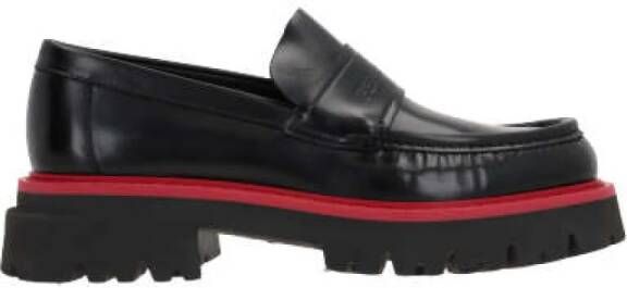 Salvatore Ferragamo Zwarte geborsteld leren mocassins Black Heren