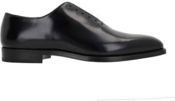 Salvatore Ferragamo Zwarte geborsteld leren Oxford schoenen Black Heren