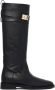 Salvatore Ferragamo Zwarte Leren Enkellaarzen Ruitersport Stijl Black Dames - Thumbnail 5