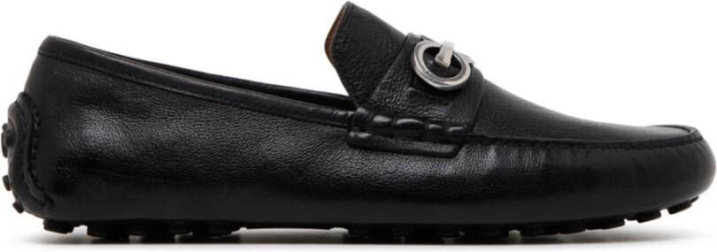 Salvatore Ferragamo Zwarte kalfsleren Gancini-detail loafers Black Heren