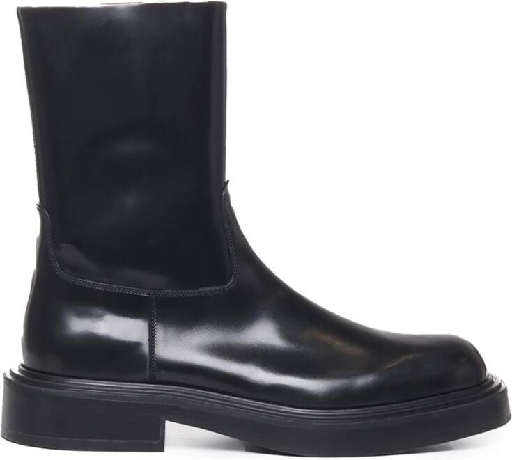 Salvatore Ferragamo Zwarte kalfsleren laarzen Black Heren