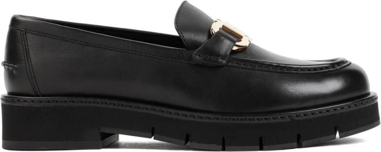 Salvatore Ferragamo Zwarte Kalfsleren Maryan Lug Loafers Black Dames