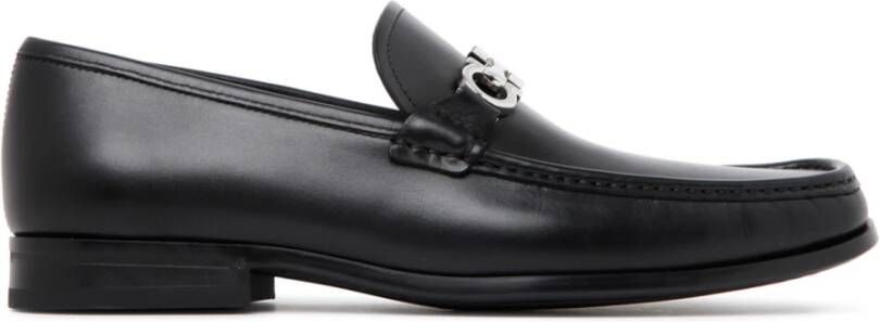 Salvatore Ferragamo Zwarte Leren Chris Loafers Black Heren