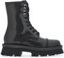 Salvatore Ferragamo Boots Glossy Black Leather Combat Boots in zwart - Thumbnail 1