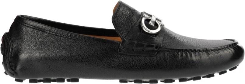 Salvatore Ferragamo Zwarte Leren Drivers Moccasins Black Heren