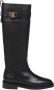 Salvatore Ferragamo Zwarte Leren Enkellaarzen Ruitersport Stijl Black Dames - Thumbnail 7