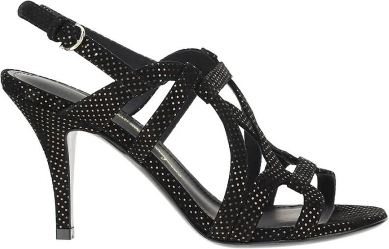Ferragamo Zwarte hak sandalen voor vrouwen