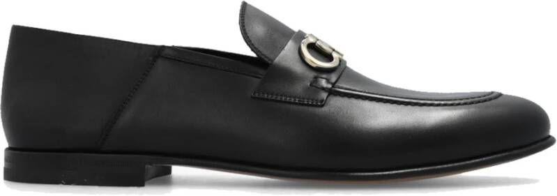 Salvatore Ferragamo Zwarte Leren Loafer Schoenen Aw22 Black Heren