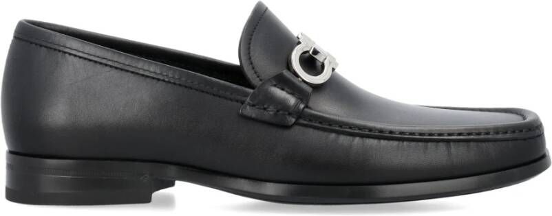 Salvatore Ferragamo Zwarte leren loafers met Gancini Black Heren