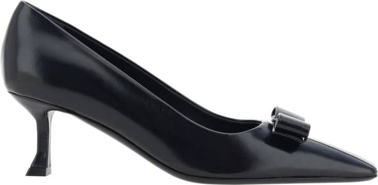 Salvatore Ferragamo Zwarte Leren Pumps met Strikdetail Black Dames