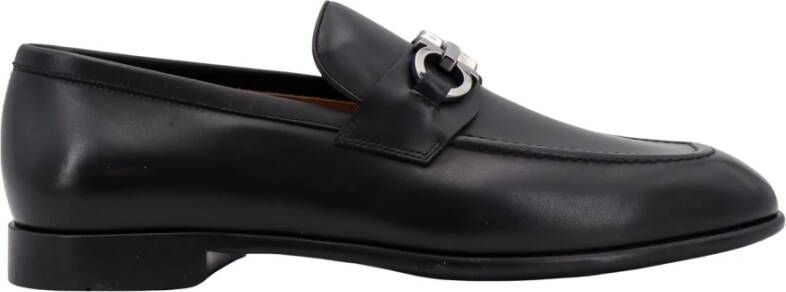 Salvatore Ferragamo Zwarte Loafer Schoenen met Gancini Detail Black Heren
