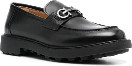 Salvatore Ferragamo Zwarte Loafers van Geborsteld Leer met Gancini-detail Black Heren