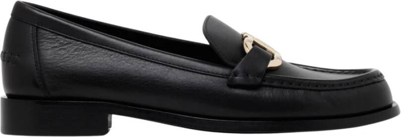 Salvatore Ferragamo Zwarte Mocassin met Gouden Ornament Black Dames