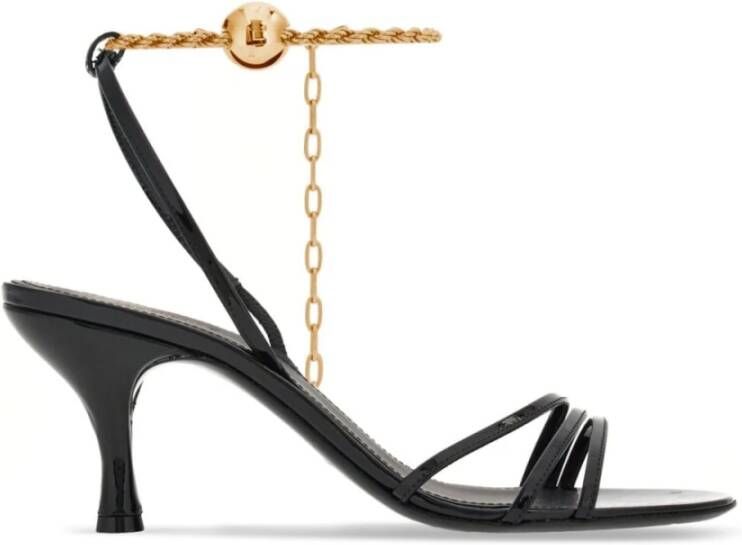 Salvatore Ferragamo Zwarte Patent Sandalen met Goudkleurige Hardware Black Dames