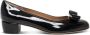 Salvatore Ferragamo women's leather pumps court shoes high heel fiocco Vara Zwart Dames - Thumbnail 1