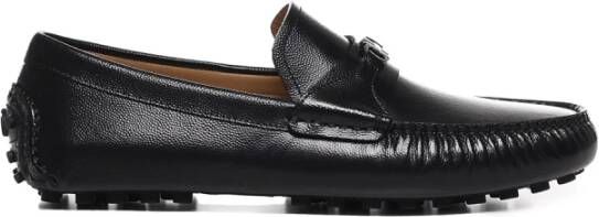 Salvatore Ferragamo Zwarte platte schoenen met Gancini-ornament Black Heren