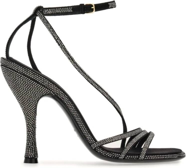 Salvatore Ferragamo Zwarte Sandalen met Kristallen Versiering Black Dames