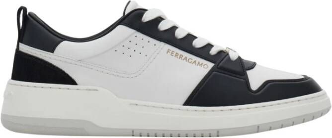 Salvatore Ferragamo Tweekleurige leren sneakers met logo White Heren
