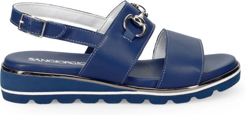 Sangiorgio Blauwe Leren Sandalen Blue Dames