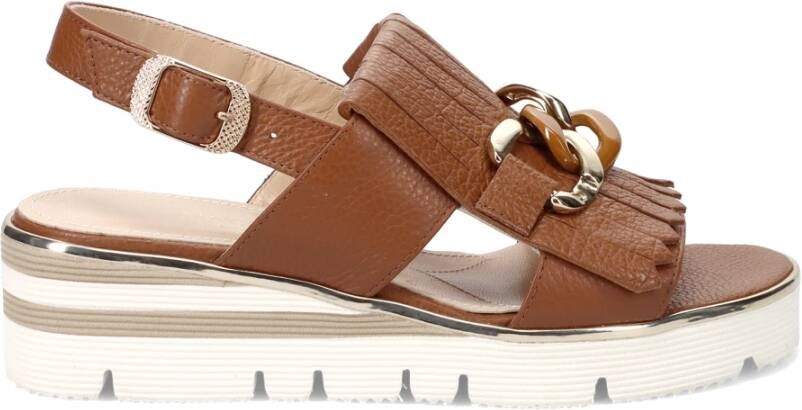 Sangiorgio Bruine Leren Sandalen Brown Dames