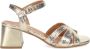 Sangiorgio Gouden leren blokhak sandalen - Thumbnail 1