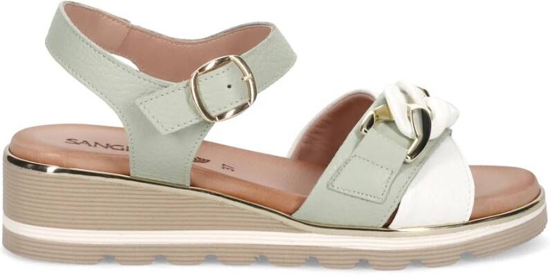 Sangiorgio Groene Leren Sandaal Comfort Stijl