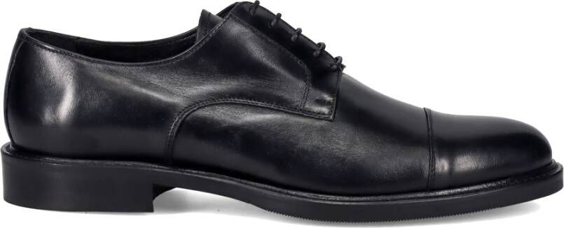 Sangiorgio Klassieke zwarte platte schoenen Black Heren
