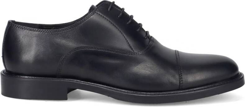 Sangiorgio Klassieke zwarte platte schoenen Black Heren