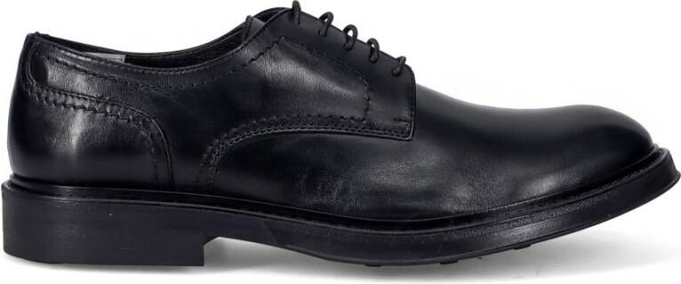 Sangiorgio Klassieke zwarte platte schoenen Black Heren