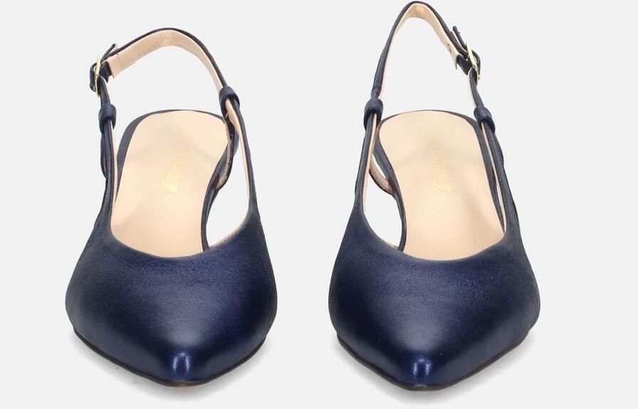 Sangiorgio Blauwe Leren Spoolhak Schoenen