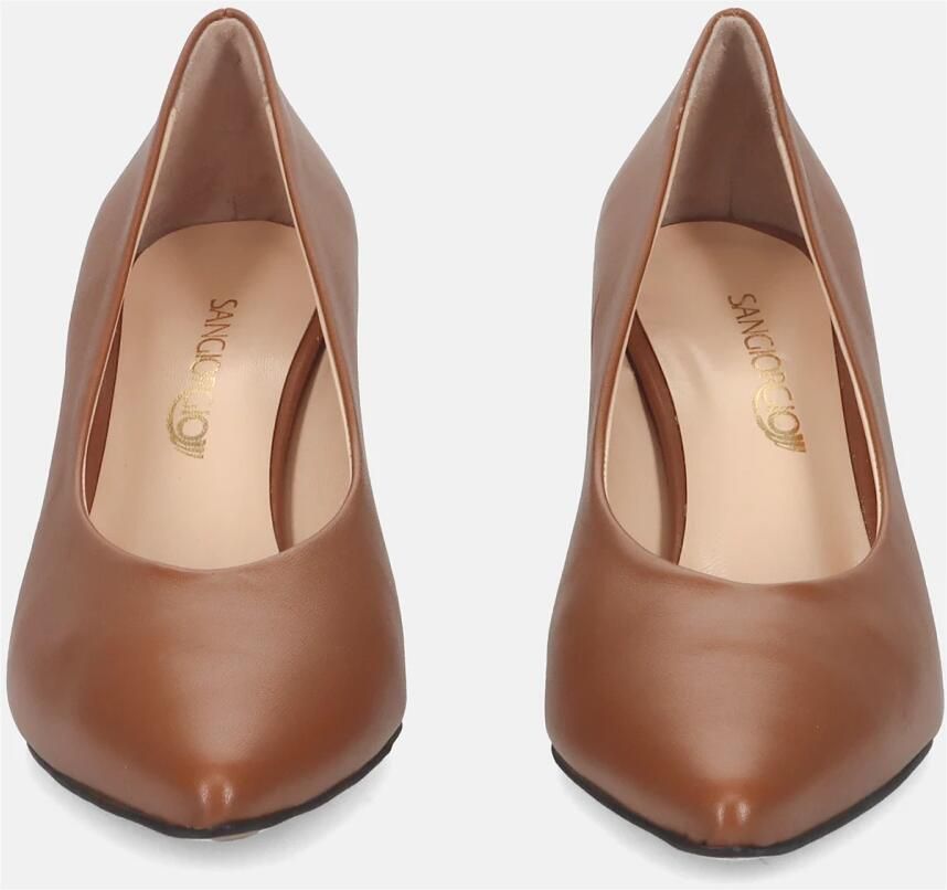 Sangiorgio Bruine leren pumps met hak