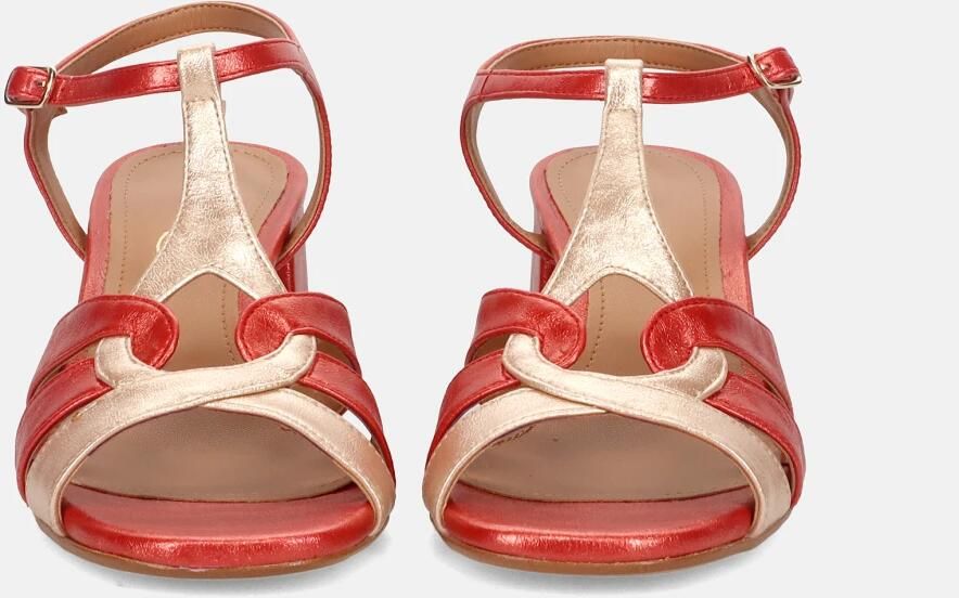 Sangiorgio Rode leren blokhak sandalen