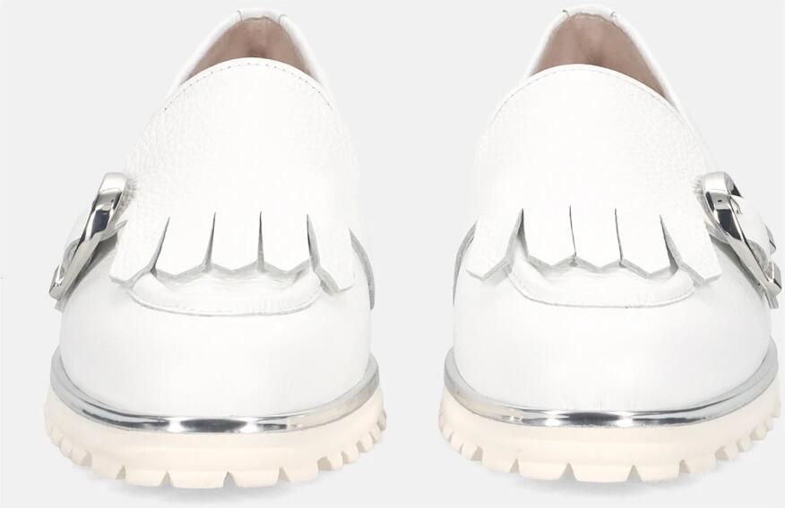 Sangiorgio Witte leren mocassin met franje