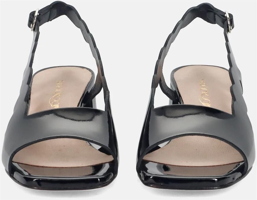 Sangiorgio Zwarte Leren Blokhak Sandalen