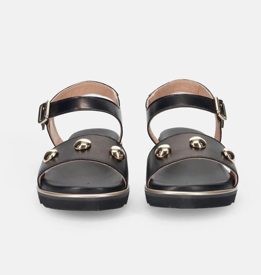 Sangiorgio Zwarte Leren Comfort Sandalen