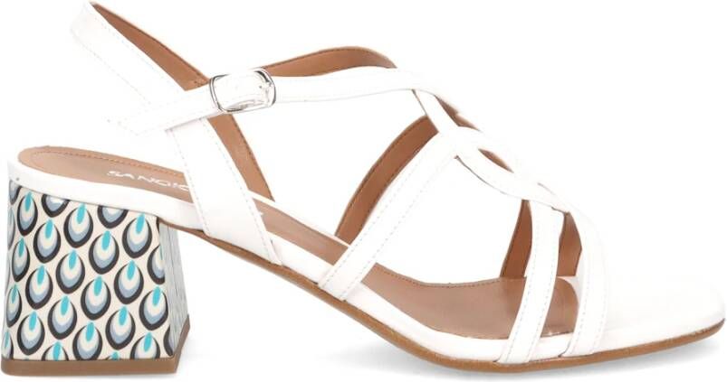 Sangiorgio Witte Leren Blokhak Sandalen