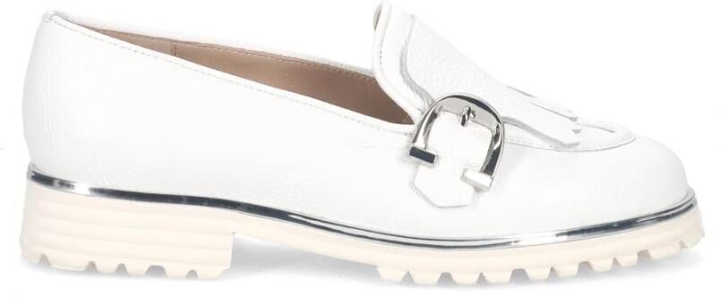 Sangiorgio Witte leren mocassin met franje