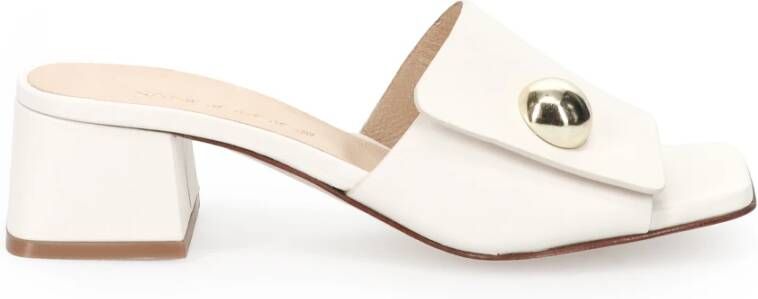 Sangiorgio Witte Leren Sandalen Klem Accessoire White Dames