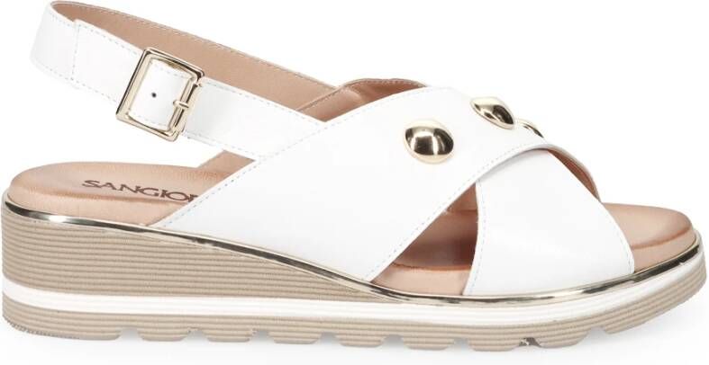 Sangiorgio Witte Leren Sandalen White Dames